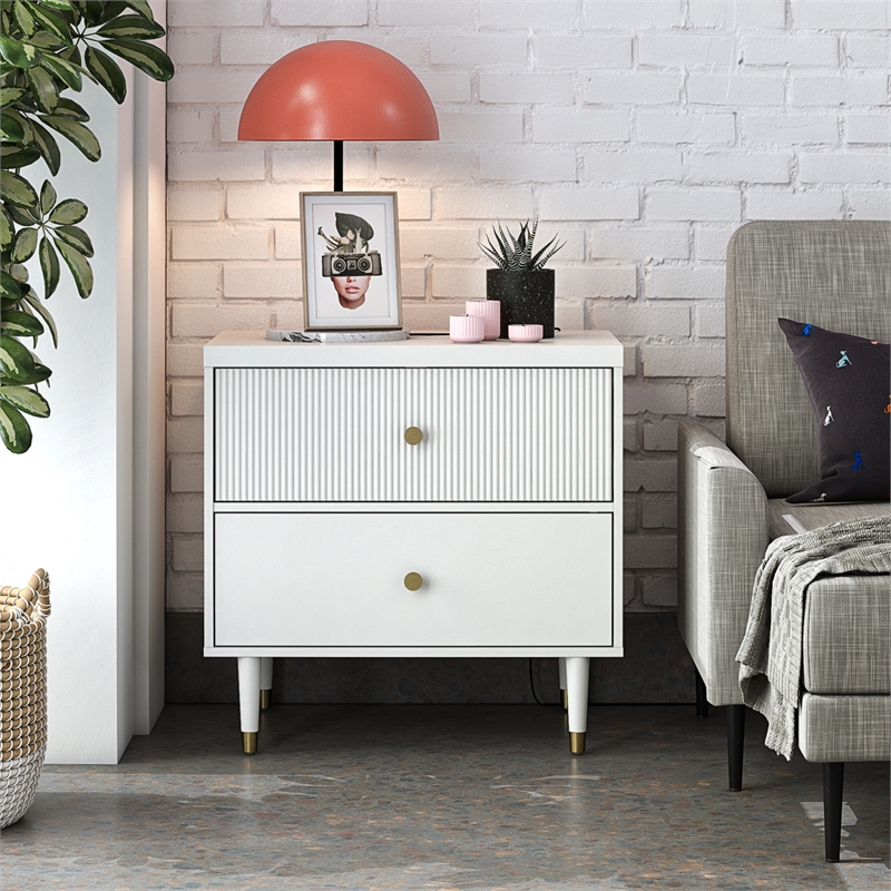 CosmoLiving by Cosmopolitan Elizabeth Nightstand in White