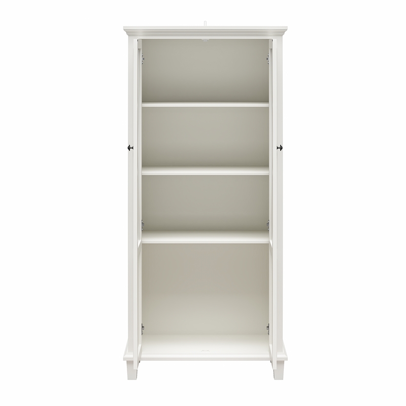 Ameriwood Home Ellington Tall Accent Cabinet with Glass Doors in White