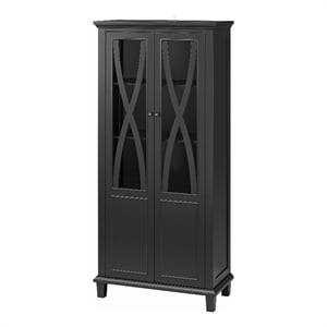 Ameriwood Home Ellington Tall Accent Cabinet with Glass Doors in Black