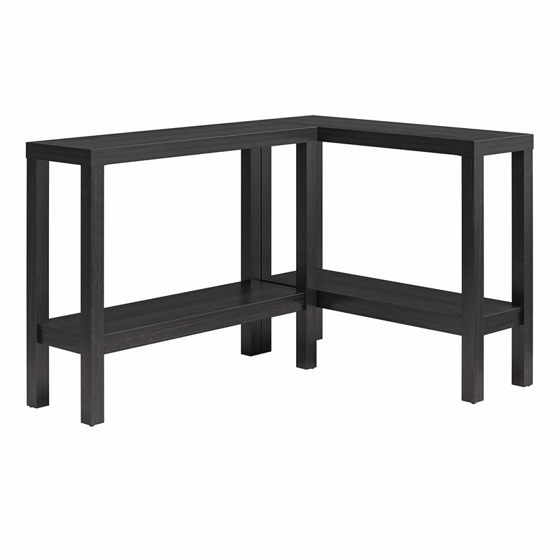 Ameriwood Home Parsons Wrap-Around Sofa Accent Tables Bundle of Two in Black Oak