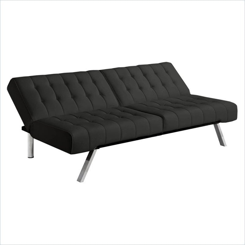 DHP Emily Faux Leather Splitback Convertible Black Futon 029986319913 