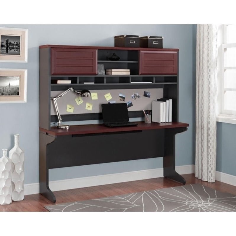 Ameriwood Home Pursuit Hutch in Cherry and Gray