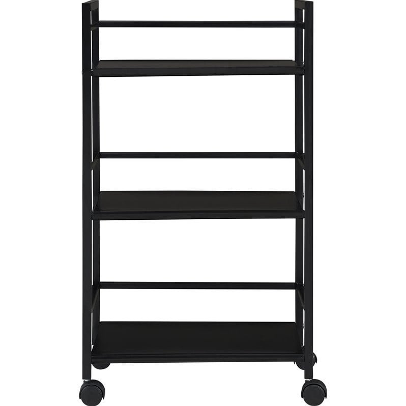 Altra Furniture Marshall 3 Shelf Metal Rolling Utility Cart in Black