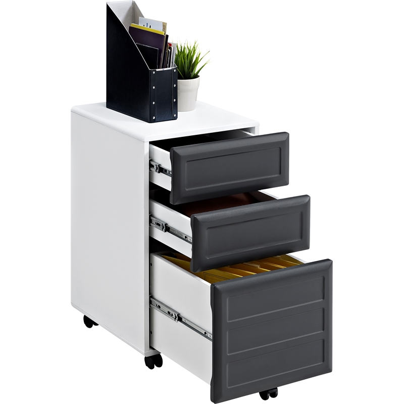Altra Furniture Pursuit 3 Drawer File Cabinet in White and Gray