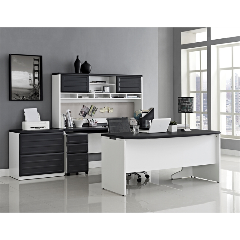 Altra Furniture Pursuit 3 Drawer File Cabinet in White and Gray