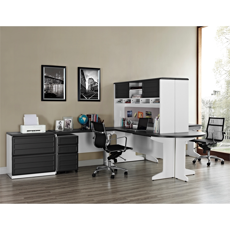 Altra Furniture Pursuit 3 Drawer File Cabinet in White and Gray