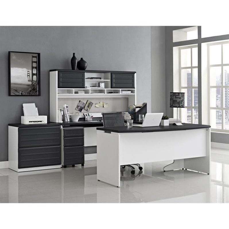 Altra Furniture Pursuit Bridge Work Table in White and Gray