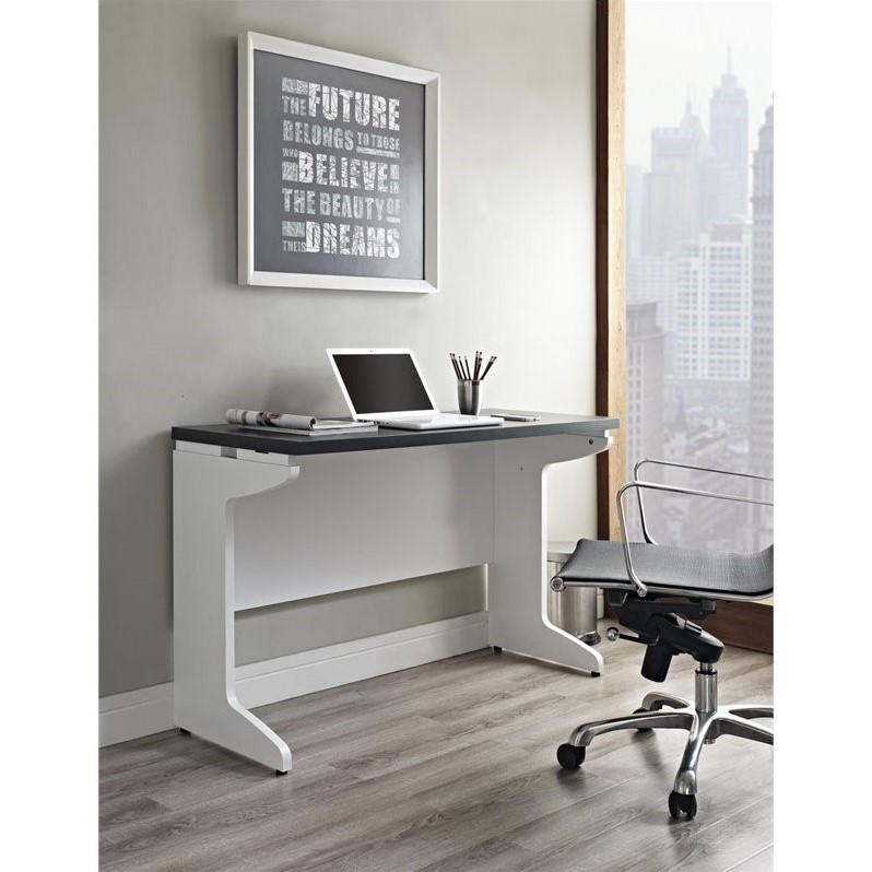 Altra Furniture Pursuit Bridge Work Table in White and Gray