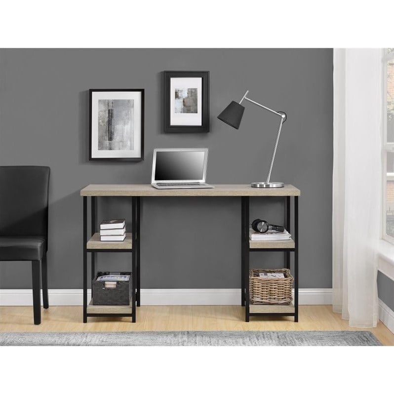 Altra Furniture Elmwood Double Pedestal Computer Desk in Distressed Gray Oak
