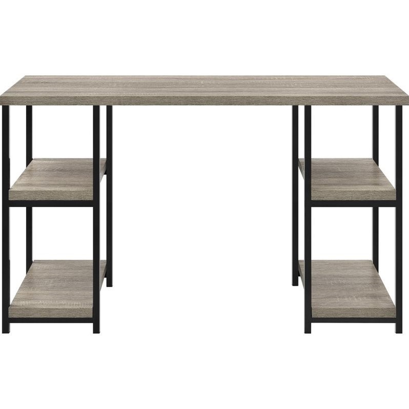Altra Furniture Elmwood Double Pedestal Computer Desk in Distressed Gray Oak