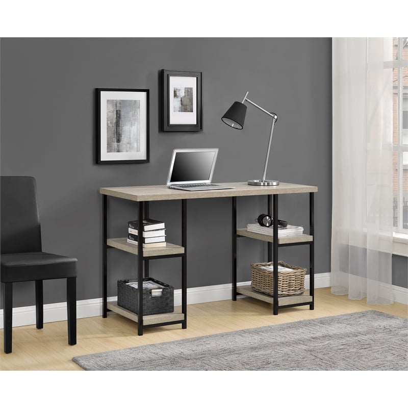 Altra Furniture Elmwood Double Pedestal Computer Desk in Distressed Gray Oak