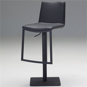 Mobital Raven Faux Leather Adjustable Swivel Bar Stool in Black