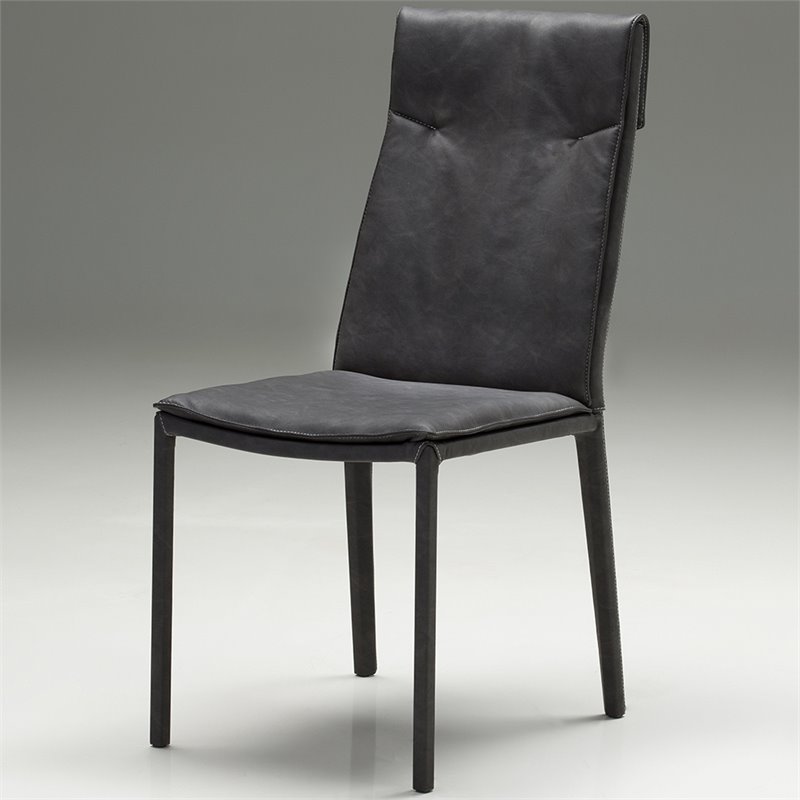 Mobital Harris Faux Leather Dining Side Chair in Gray (Set of 2)