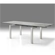 Mobital Cantro Extendable Glass Top Dining Table in Brushed Chrome