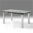 Mobital Cantro Extendable Glass Top Dining Table in Brushed Chrome