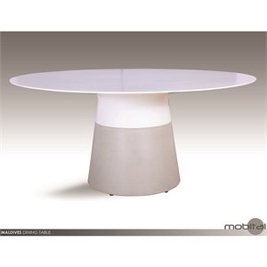 Mobital Maldives 63&quot Round Dining Table in White and Gray