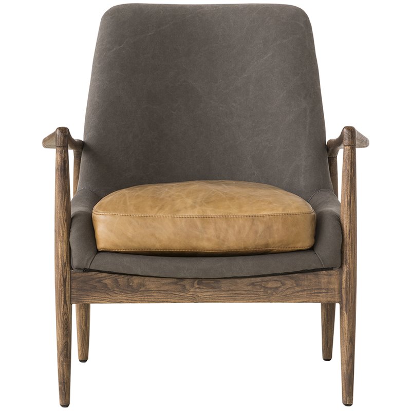 Mobital Reynolds Leather Accent Chair in Tan and Gray