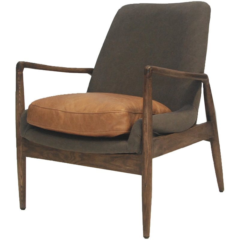 Mobital Reynolds Leather Accent Chair in Tan and Gray