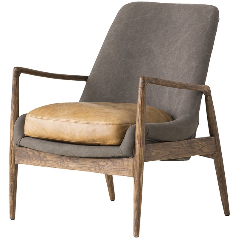 Mobital Reynolds Leather Accent Chair in Tan and Gray
