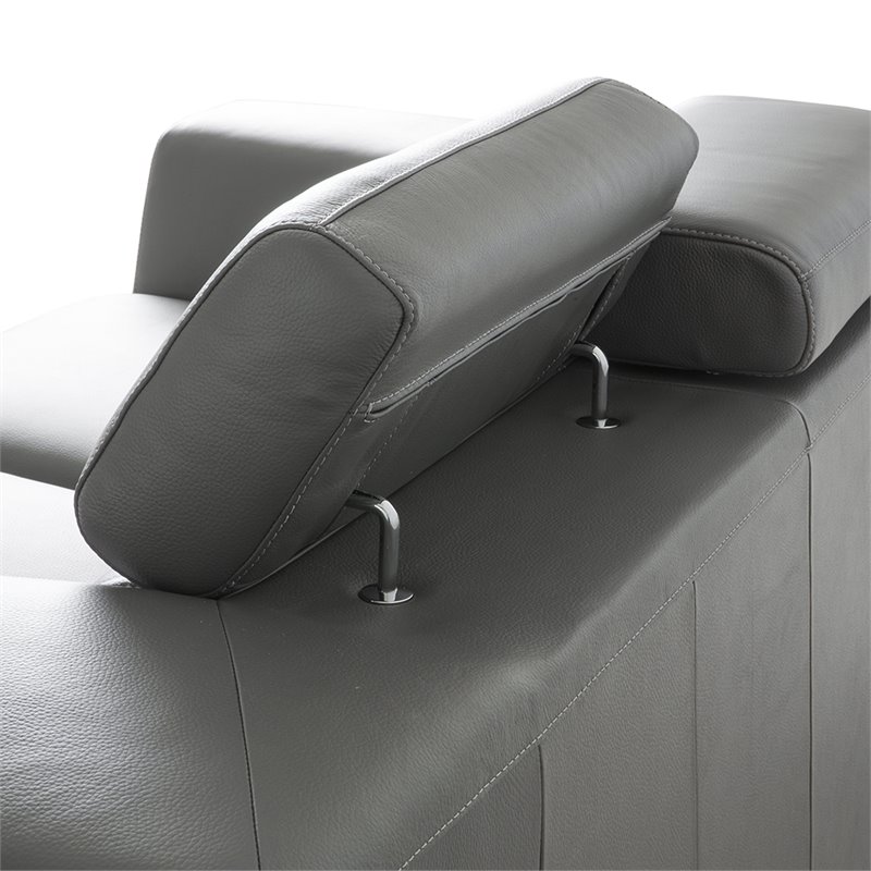 Mobital Icon Leather Sofa with Adjustable Headrest in Dark Gray
