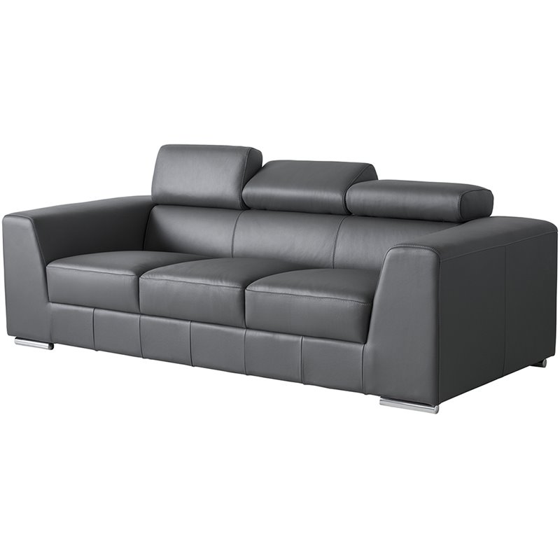 Mobital Icon Leather Sofa with Adjustable Headrest in Dark Gray