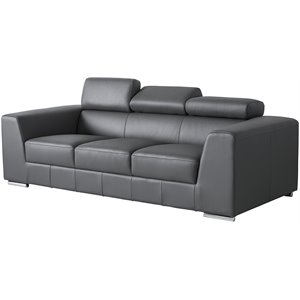 Mobital Icon Leather Sofa with Adjustable Headrest in Dark Gray