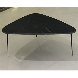 Mobital Flint 24&quot Marquina Marble Top Coffee Table in Black