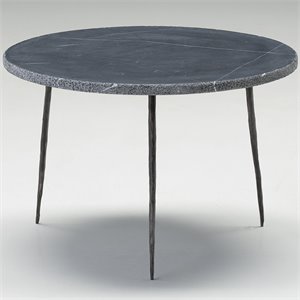 Mobital Kaii 20&quot Round Marquina Marble Top End Table in Black