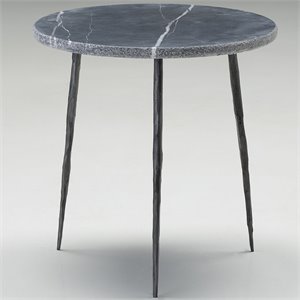 Mobital Kaii 16&quot Round Marquina Marble Top End Table in Black