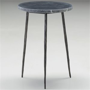 Mobital Kaii 13&quot Round Marquina Marble Top End Table in Black