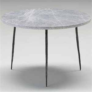 Mobital Kaii 20&quot Round Italian Marble Top End Table in Gray and Black