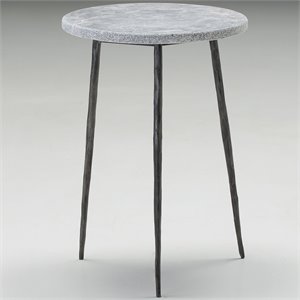 Mobital Kaii 13&quot Round Italian Marble Top End Table in Gray and Black