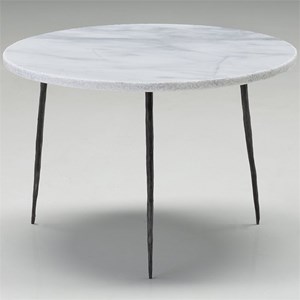 Mobital Kaii 20&quot Round Volakas Marble Top End Table in White and Black
