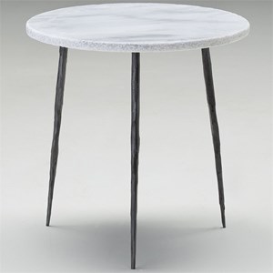 Mobital Kaii 16&quot Round Volakas Marble Top End Table in White and Black