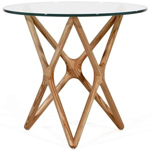 Mobital Quasar 22&quot Round Glass Top End Table in Walnut