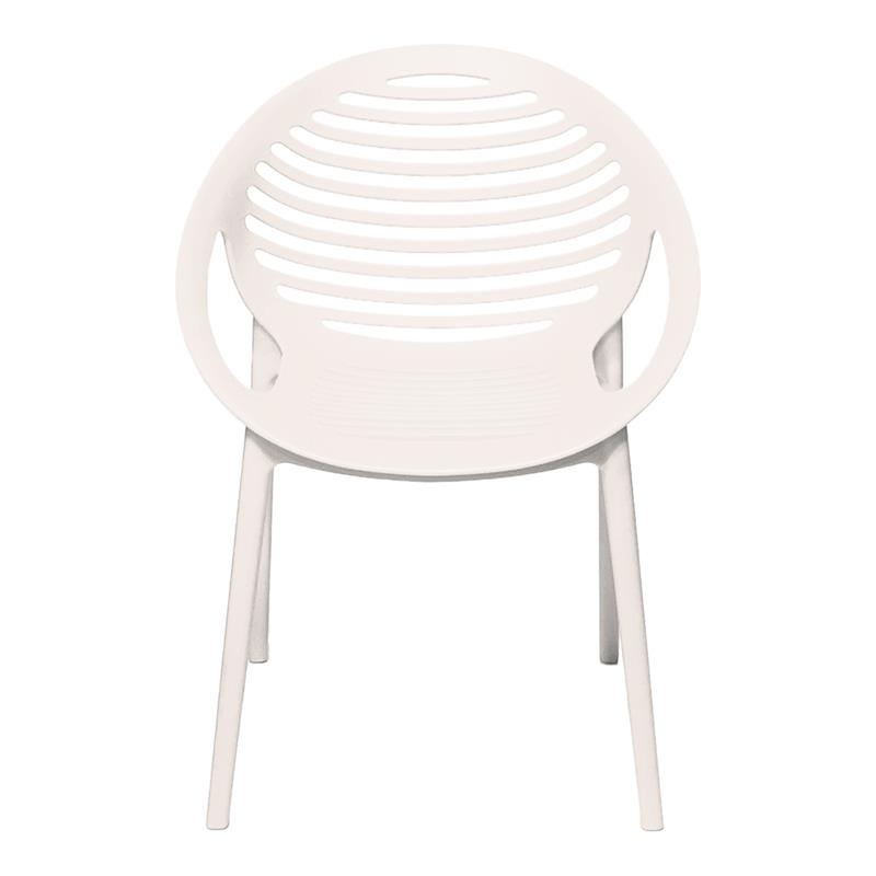 Mobital Gravely Modern Polypropylene Plastic Arm Chair in White (Set of 4)