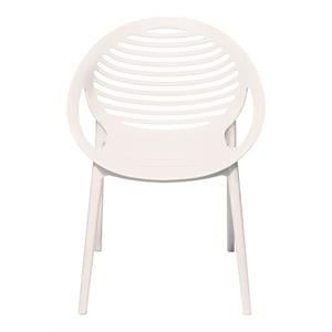 Mobital Gravely Modern Polypropylene Plastic Arm Chair in White (Set of 4)