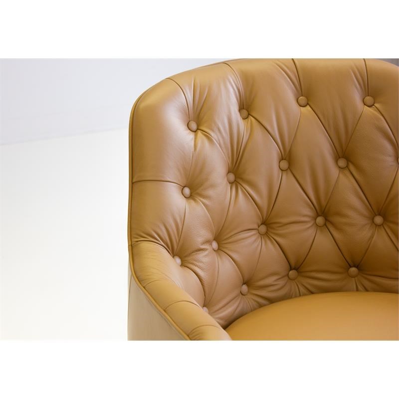 Mobital Ellington Modern Leather Arm Chair with Wood Legs in Caramel/Black