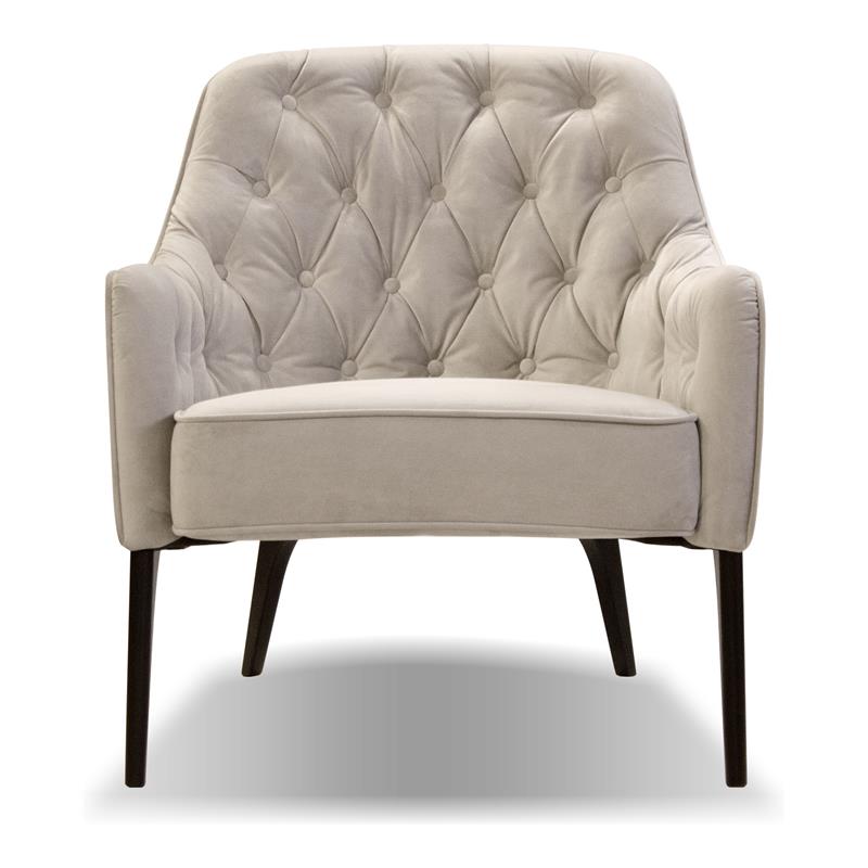 Mobital Ellington Modern Velvet Arm Chair with Black Wood Legs in Beige