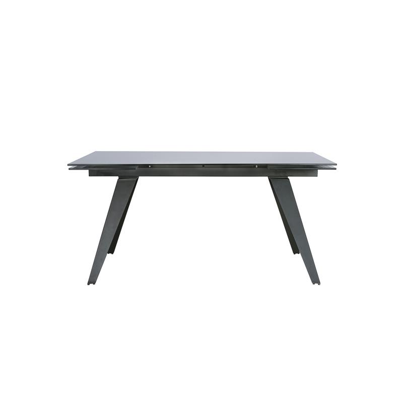 Mobital Noire Modern Tempered Glass Extending Dining Table in Smoked Gray