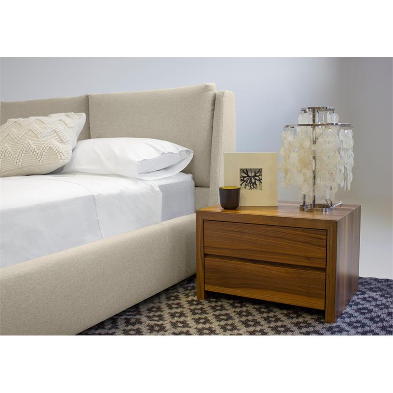 Mobital Continental Modern Polyester Blend Fabric Queen Bed in Stone Wheat Tweed