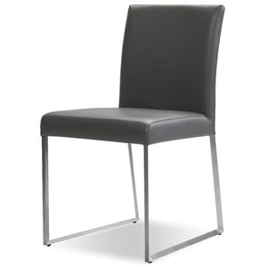 Mobital Tate 19&quot Leather and Stainless Steel Dining Chair in Gray (Set of 2)