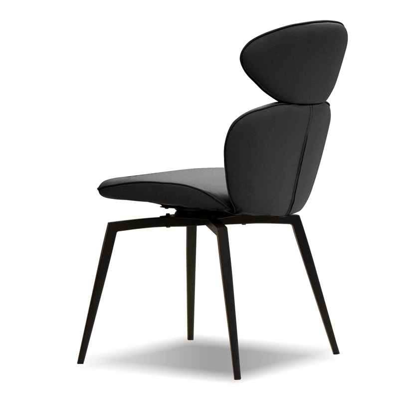 Mobital Antler Dining Chair Slate Grey Leatherette- Black  Legs Set Of 2