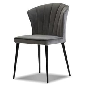 Mobital Ariel Dining Chair Graphite Velvet- Black  Legs Set Of 2