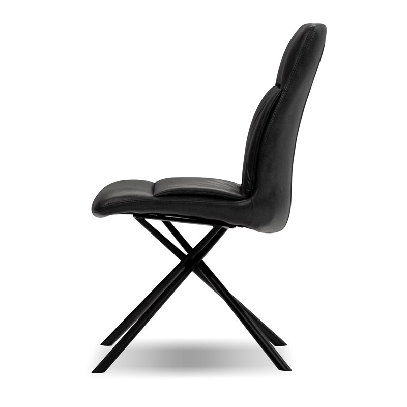 Mobital Chavez Dining Chair Midnight Grey Leatherette- Black Set Of 2