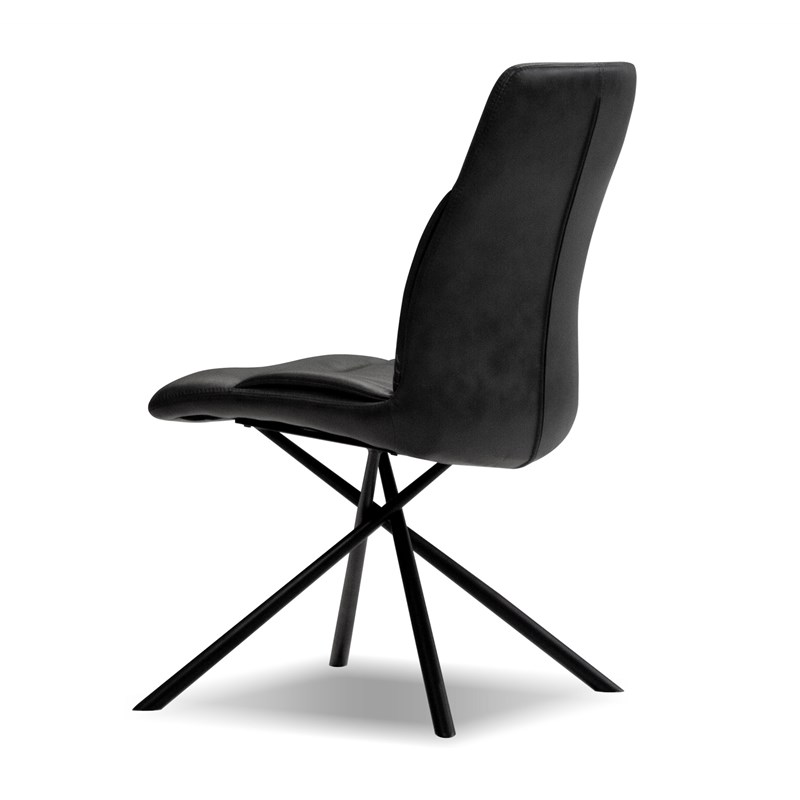 Mobital Chavez Dining Chair Midnight Grey Leatherette- Black Set Of 2