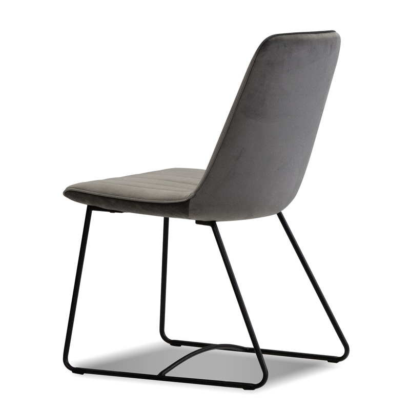 Mobital Zipper Dining Chair Pewter Velvet- Black  Legs Set Of 2