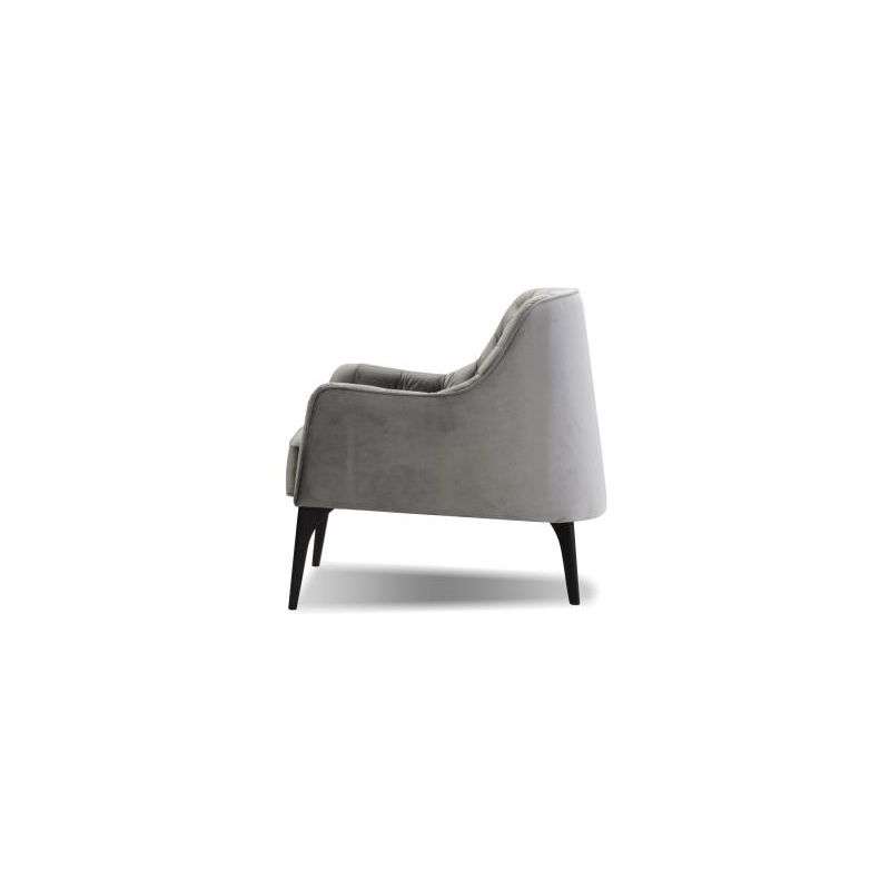 Mobital Ellington Arm Chair Pewter Velvet- Black Wood Legs