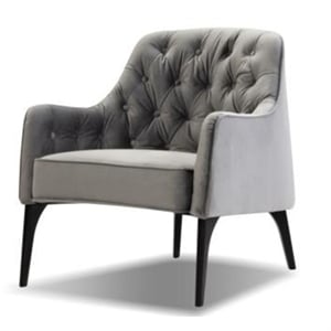 Mobital Ellington Arm Chair Pewter Velvet- Black Wood Legs