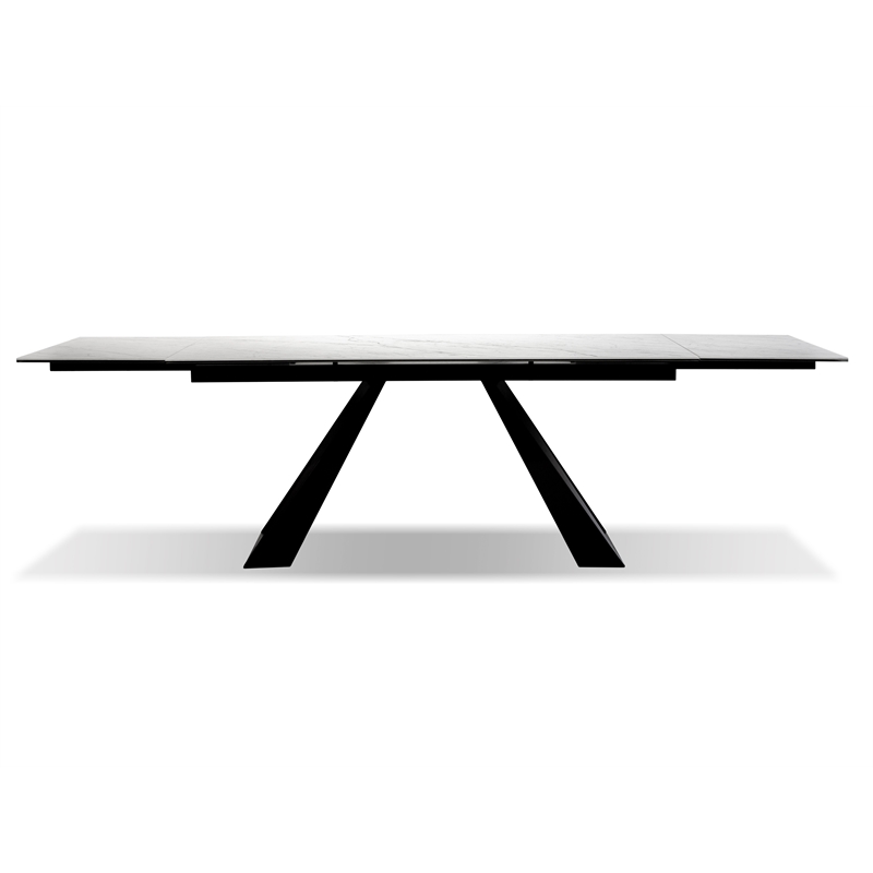 Mobital Bridge Extending Dining Table White Carrera- Black  Base